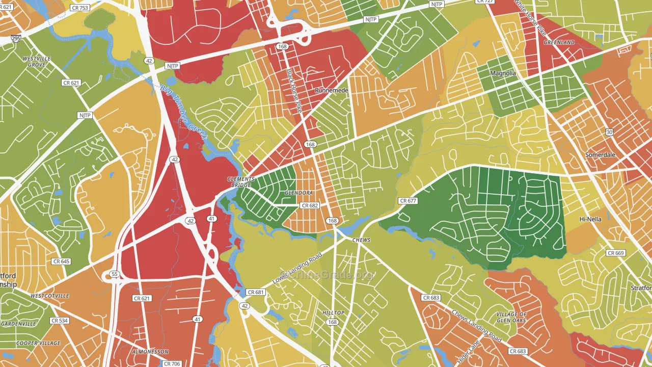 Glendora, NJ Map of Burglary Rates