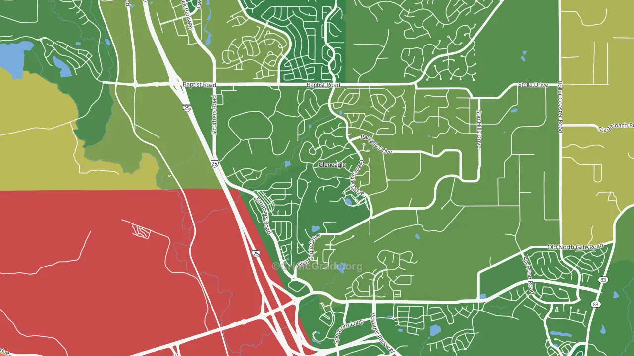 Gleneagle, CO Map of Burglary Rates