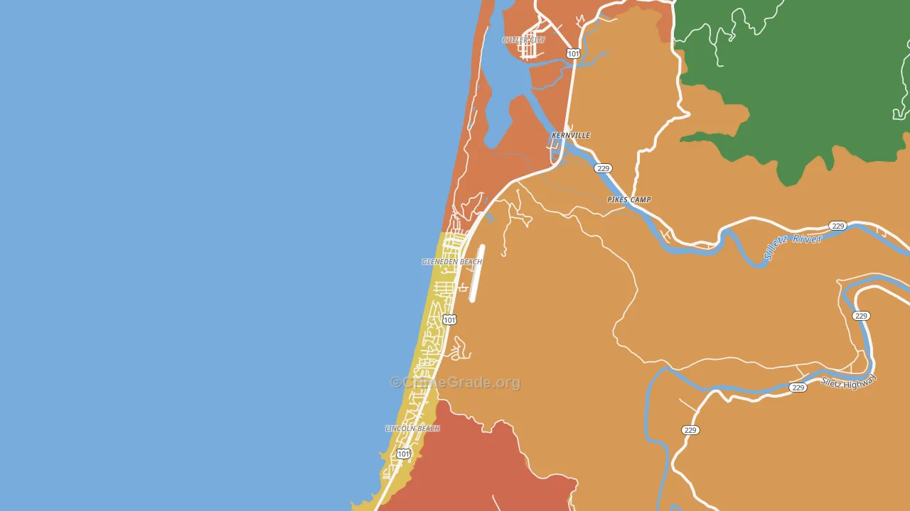 Gleneden Beach, OR Map of Burglary Rates