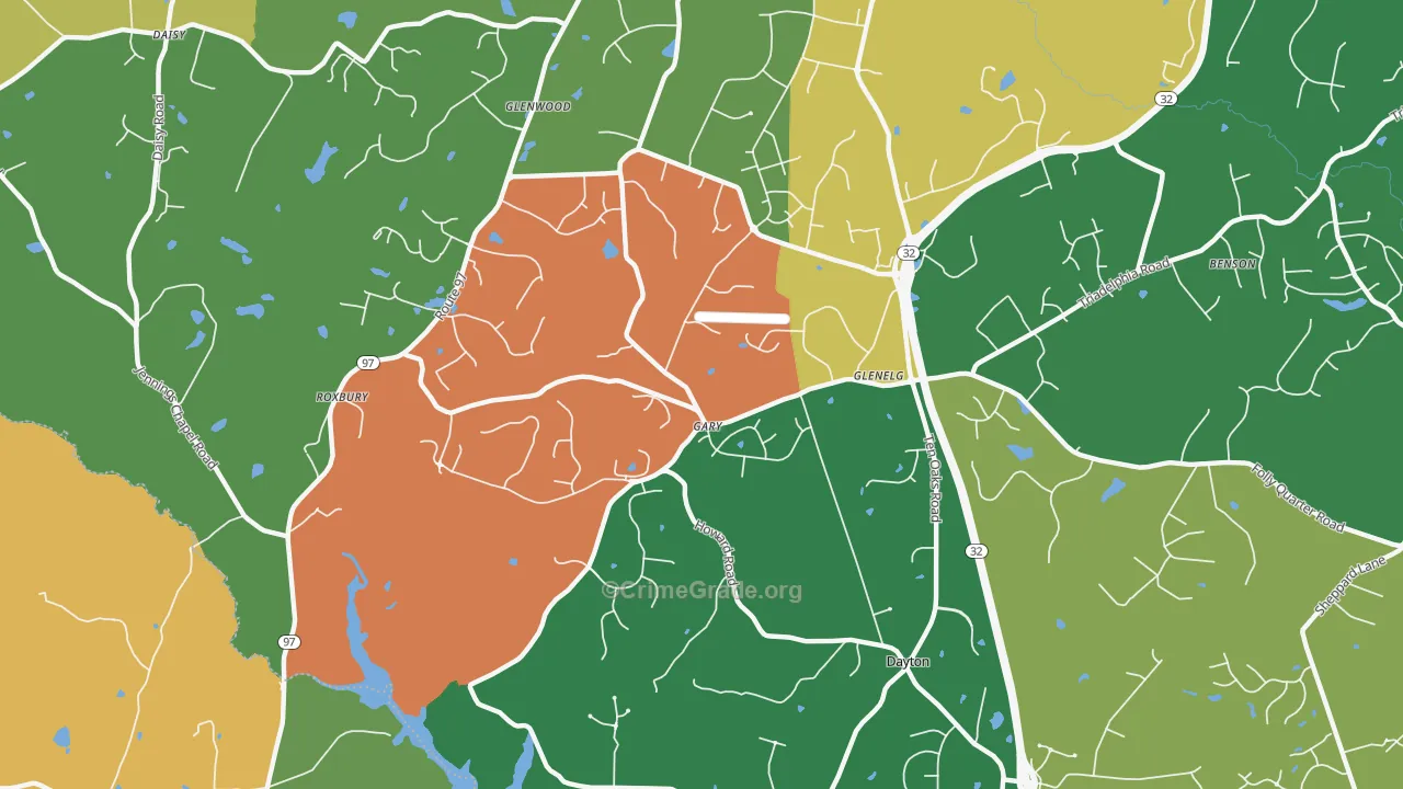 Glenelg, MD Map of Burglary Rates
