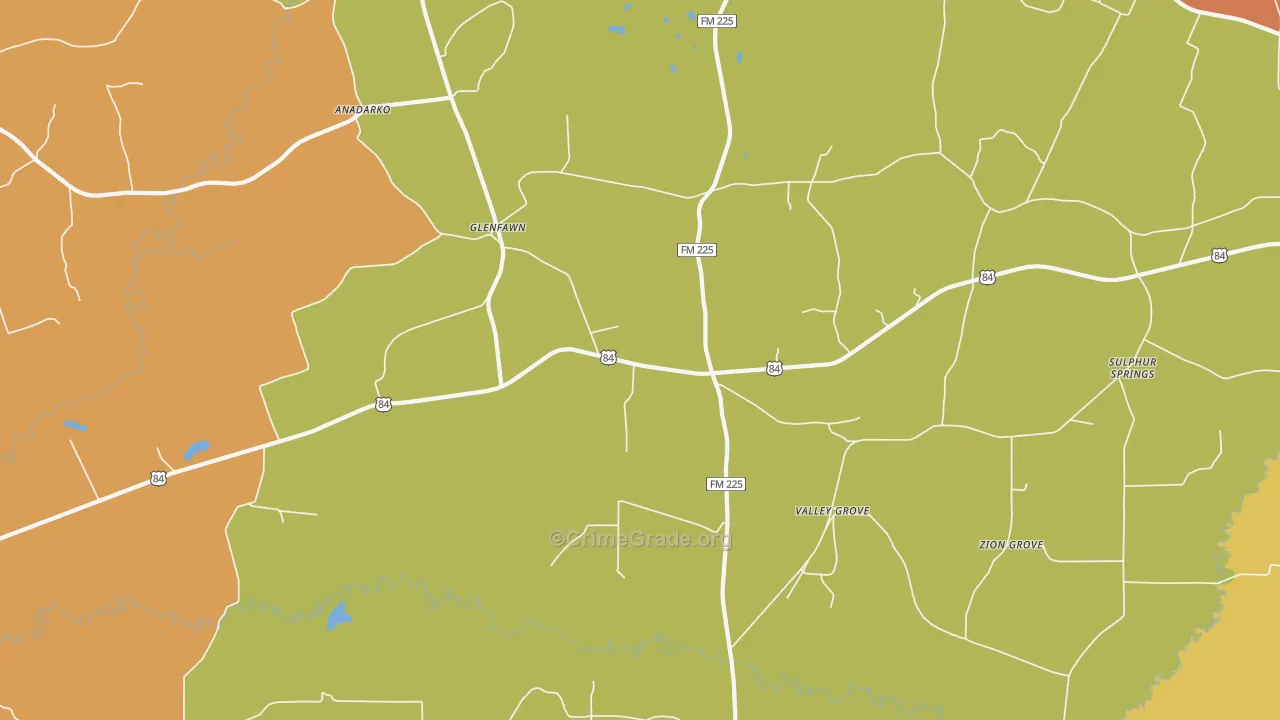 Glenfawn, TX Map of Burglary Rates