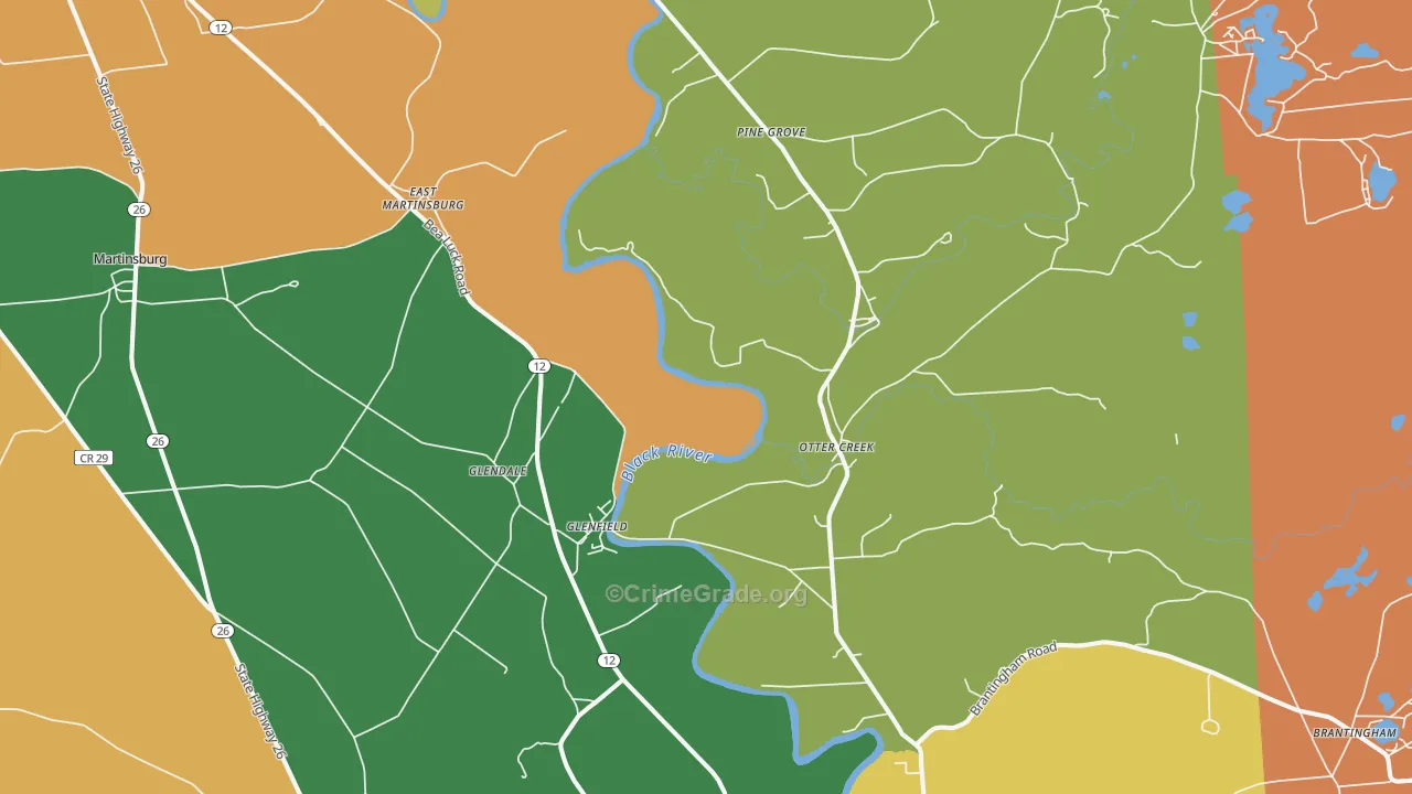 Glenfield, NY Map of Burglary Rates