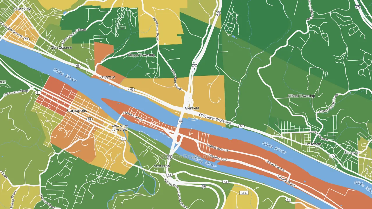Glenfield, PA Map of Burglary Rates