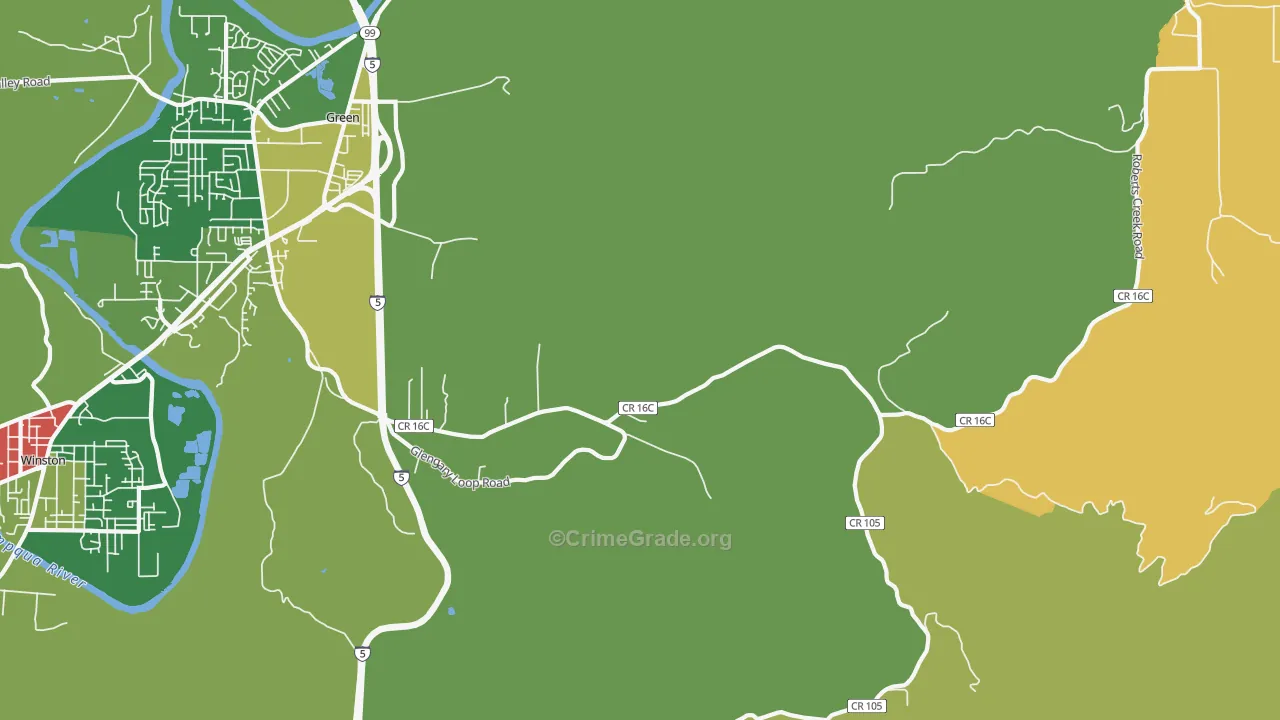 Glengary, OR Map of Burglary Rates
