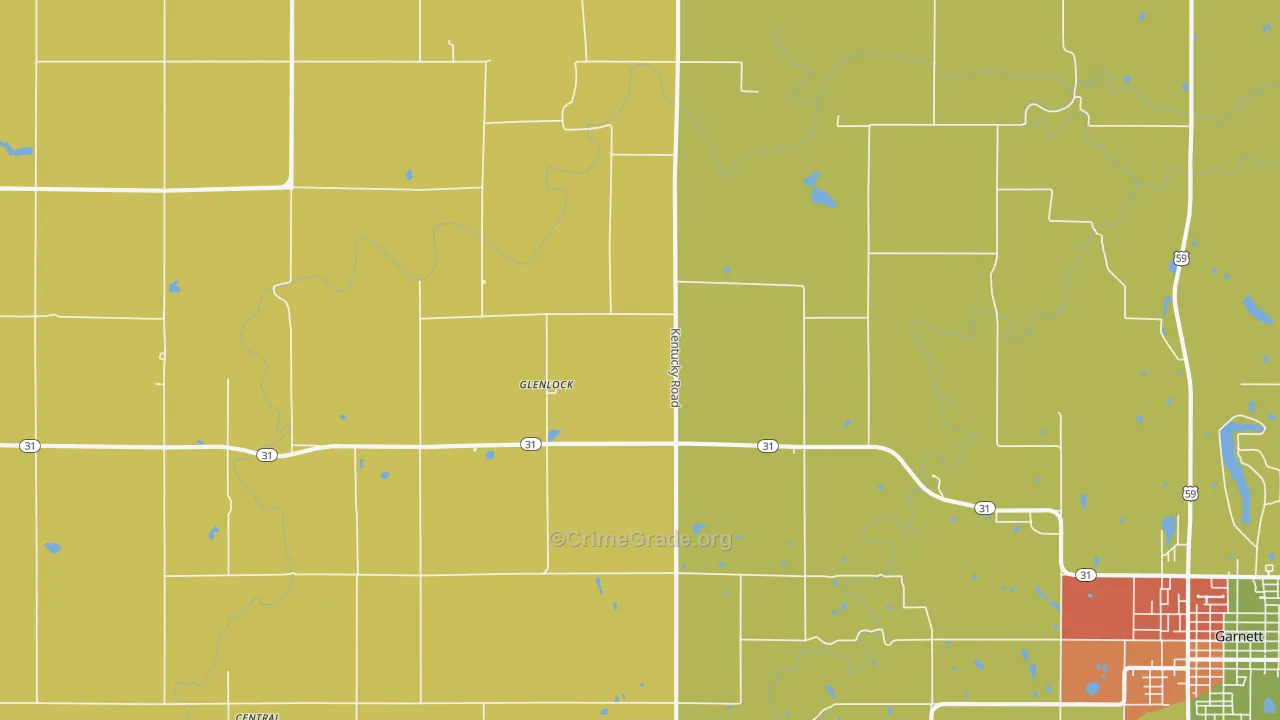 Glenlock, KS Map of Burglary Rates