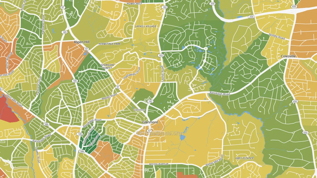 Glenmont, MD Map of Burglary Rates