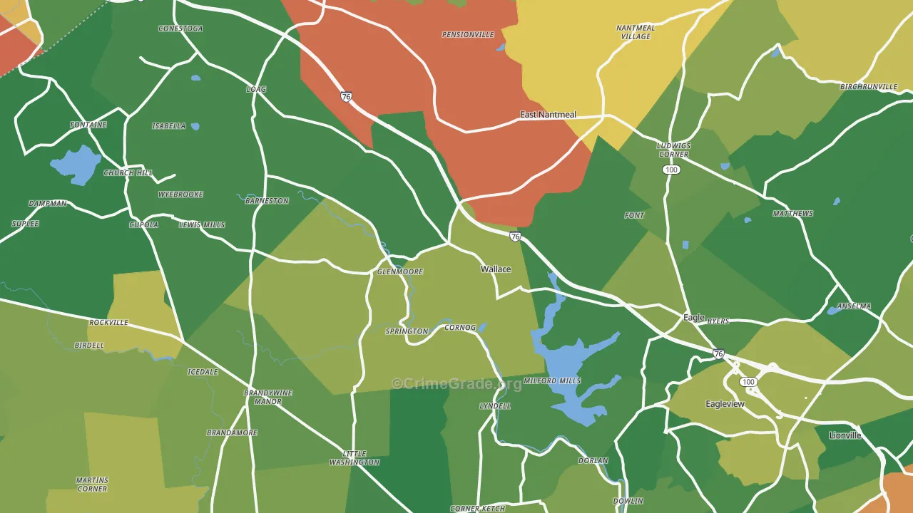 Glenmoore, PA Map of Burglary Rates