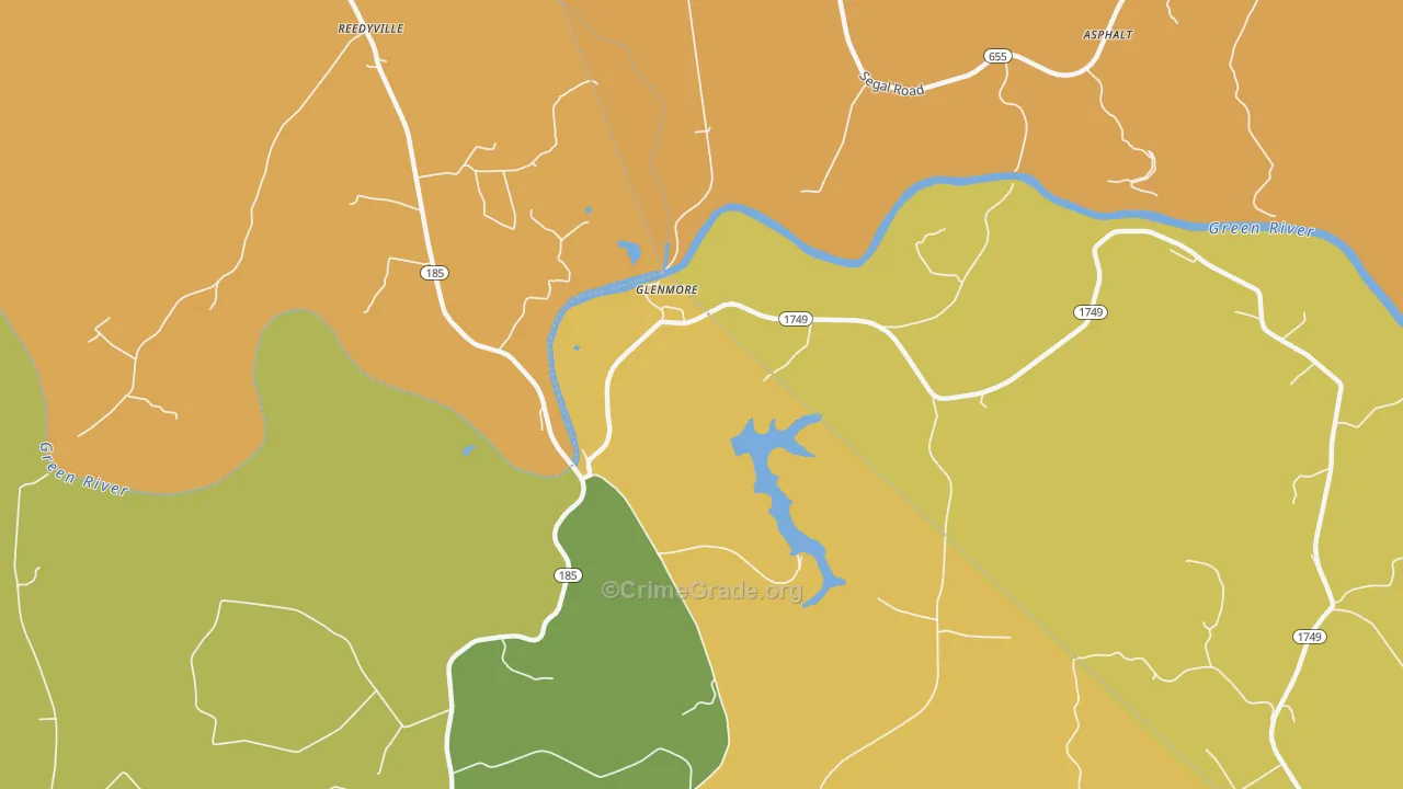 Glenmore, KY Map of Burglary Rates
