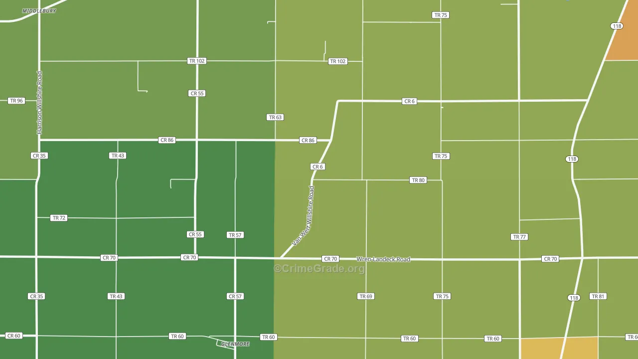Glenmore, OH Map of Burglary Rates
