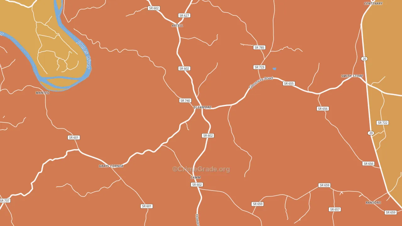 Glenmore, VA Map of Burglary Rates