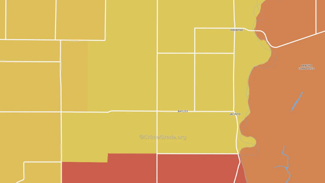 Glenn, CA Map of Burglary Rates
