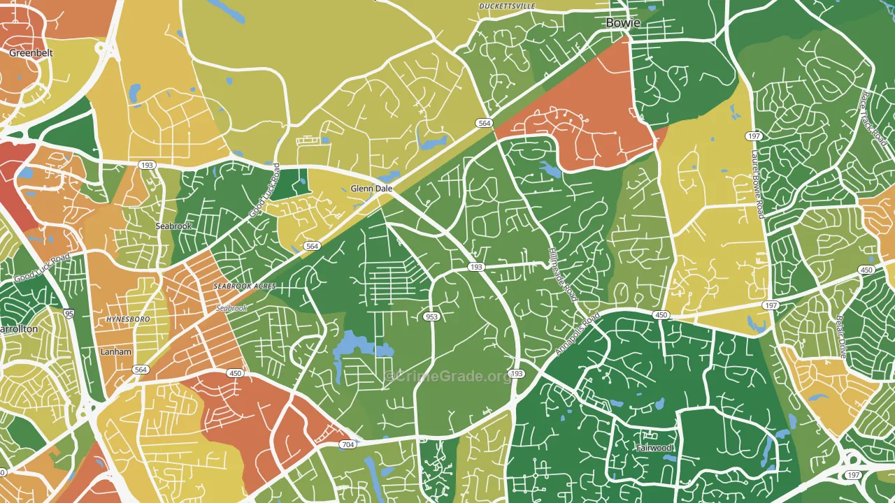 Glenn Dale, MD Map of Burglary Rates
