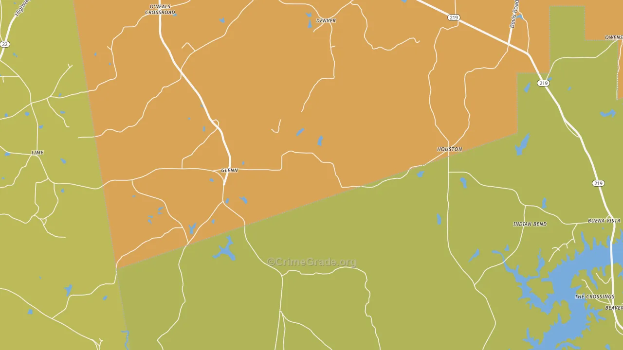 Glenn, GA Map of Burglary Rates