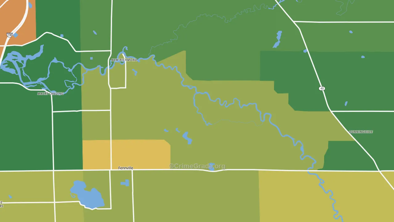 Glenn, MI Map of Burglary Rates