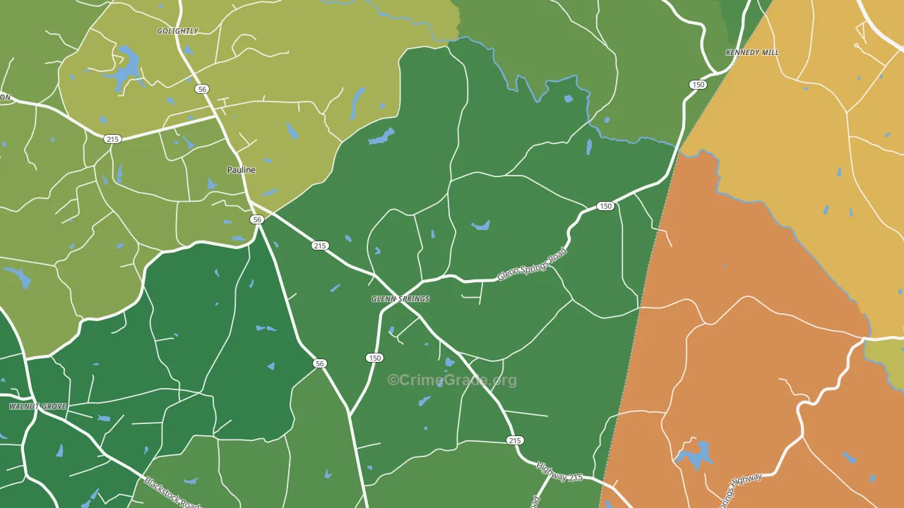 Glenn Springs, SC Map of Burglary Rates