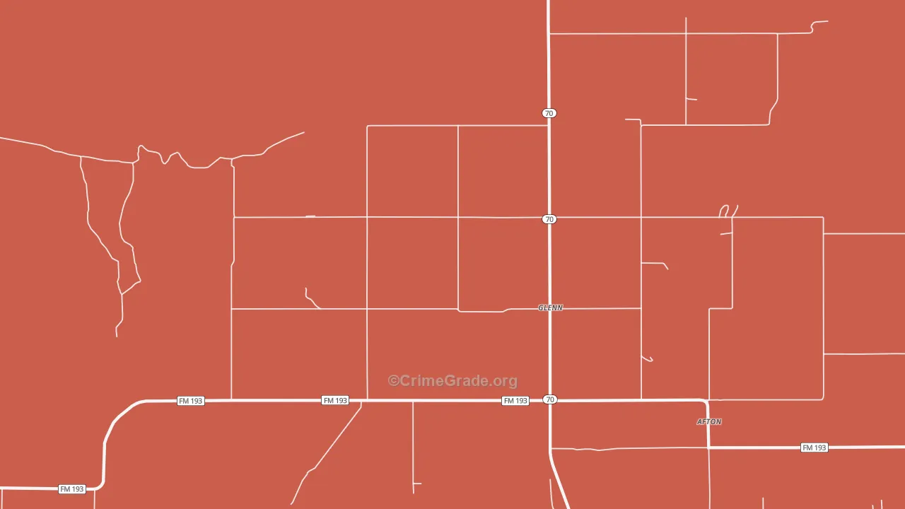 Glenn, TX Map of Burglary Rates