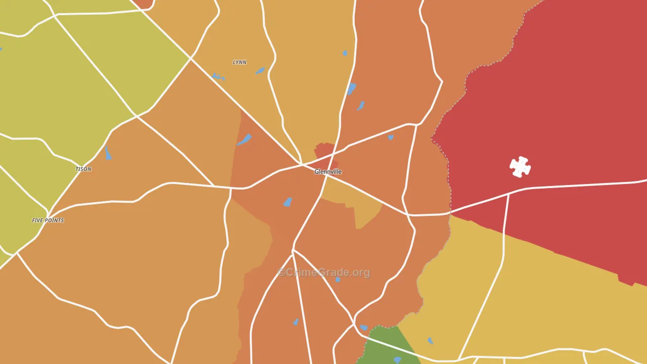 Glennville, GA Map of Burglary Rates