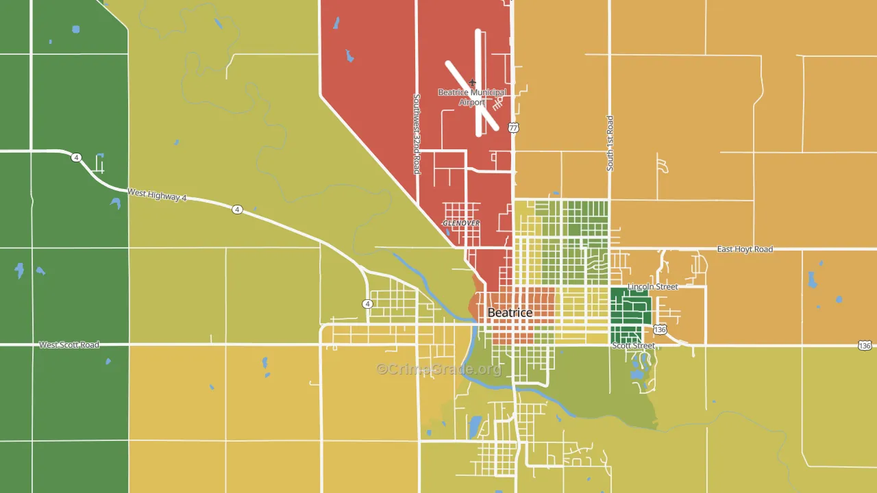 Glenover, NE Map of Burglary Rates