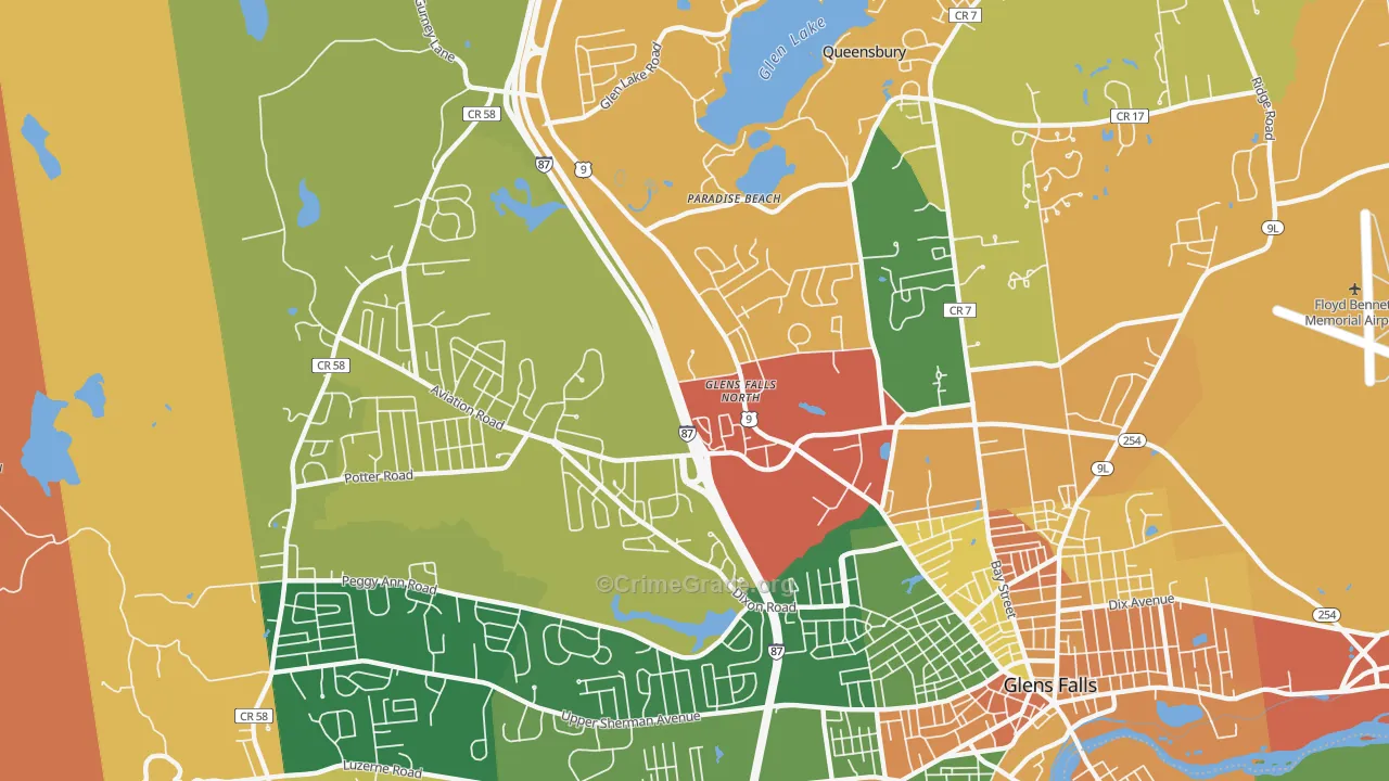 Glens Falls North, NY Map of Burglary Rates