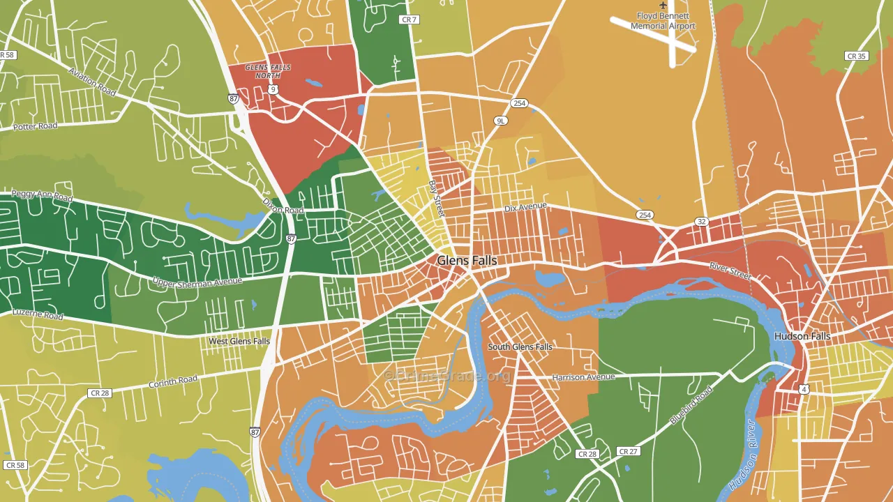 Glens Falls, NY Map of Burglary Rates