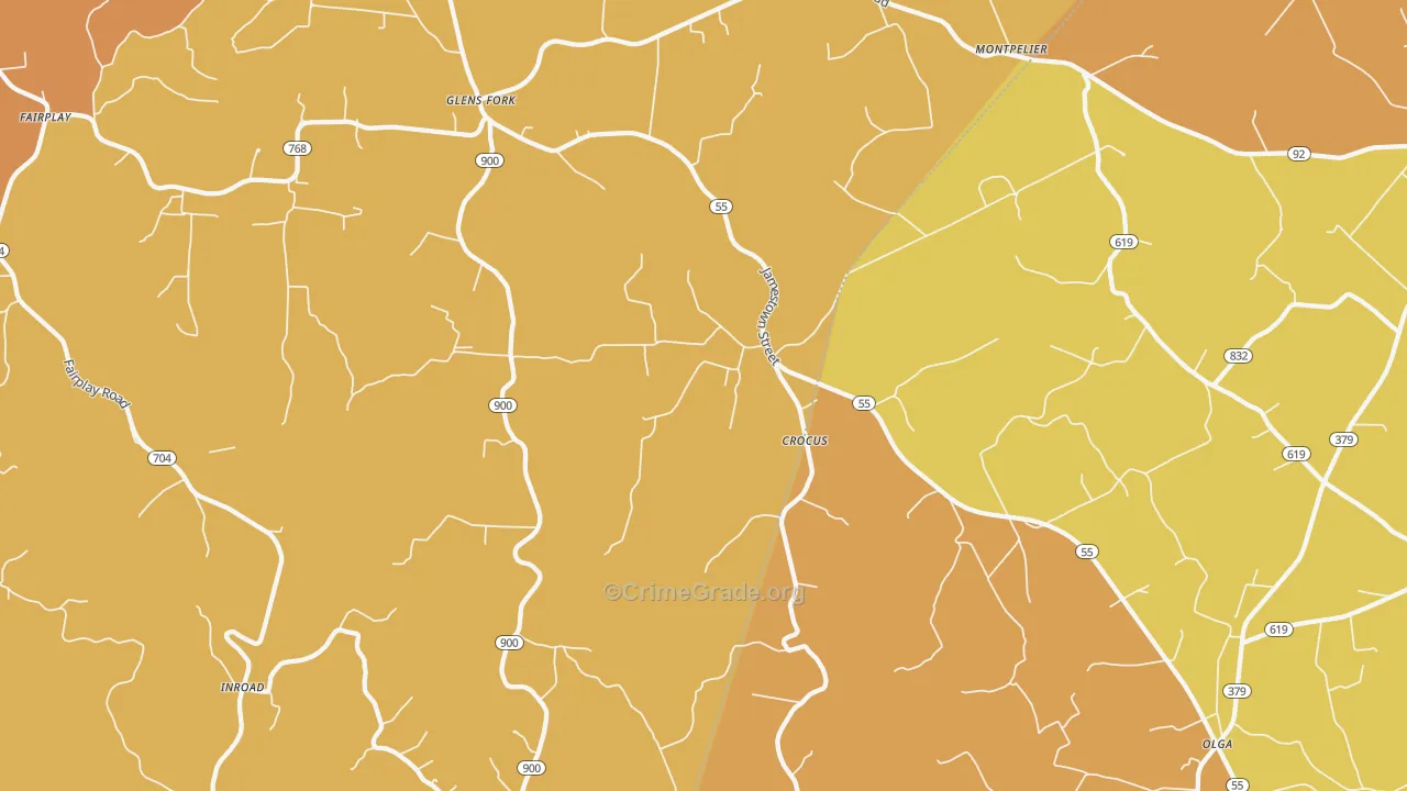 Glens Fork, KY Map of Burglary Rates