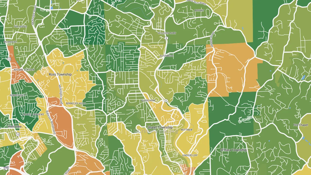 Glenshaw, PA Map of Burglary Rates