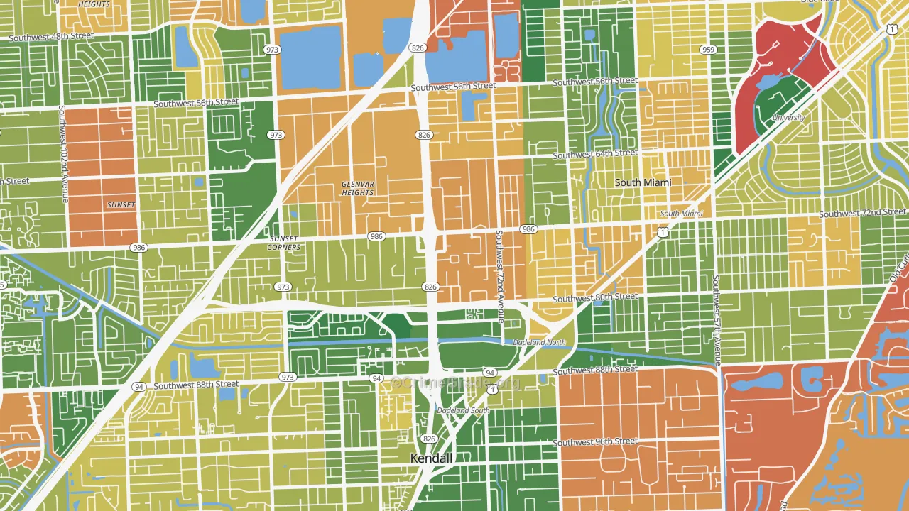 Glenvar Heights, FL Map of Burglary Rates