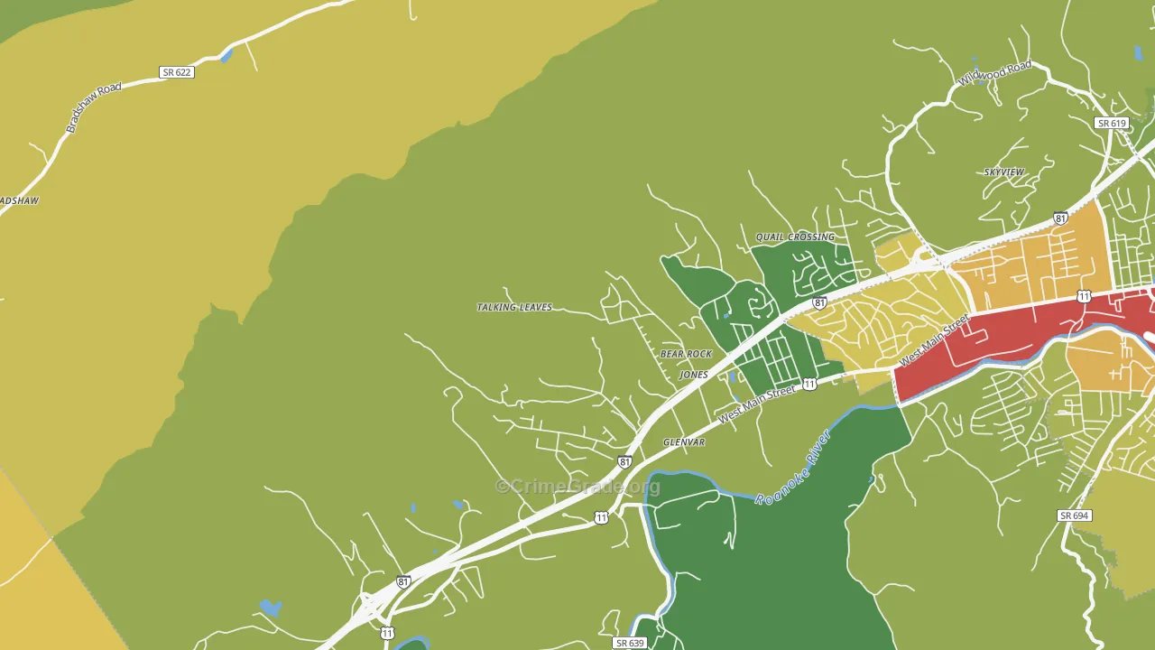 Glenvar, VA Map of Burglary Rates