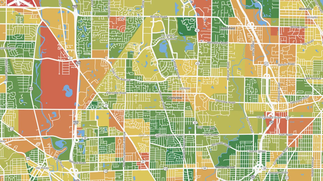 Glenview, IL Map of Burglary Rates