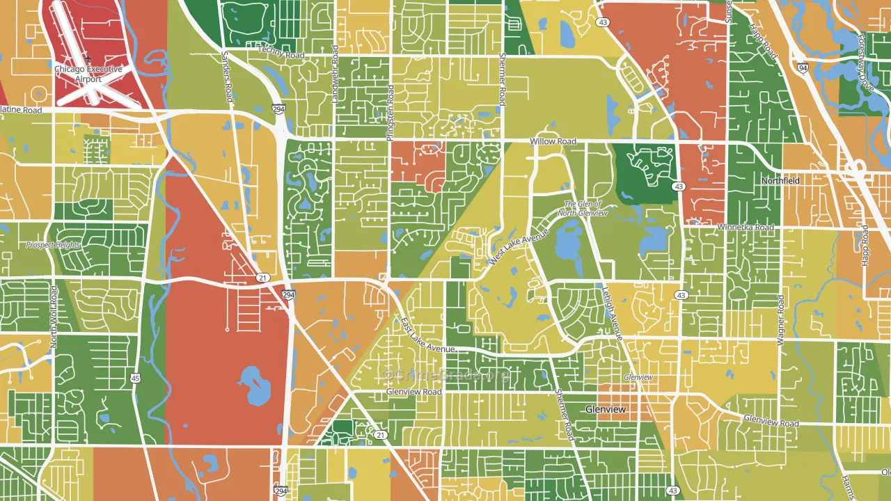 Glenview Nas, IL Map of Burglary Rates