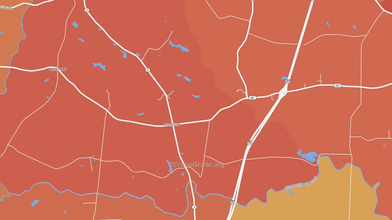 Glenview, NC Map of Burglary Rates