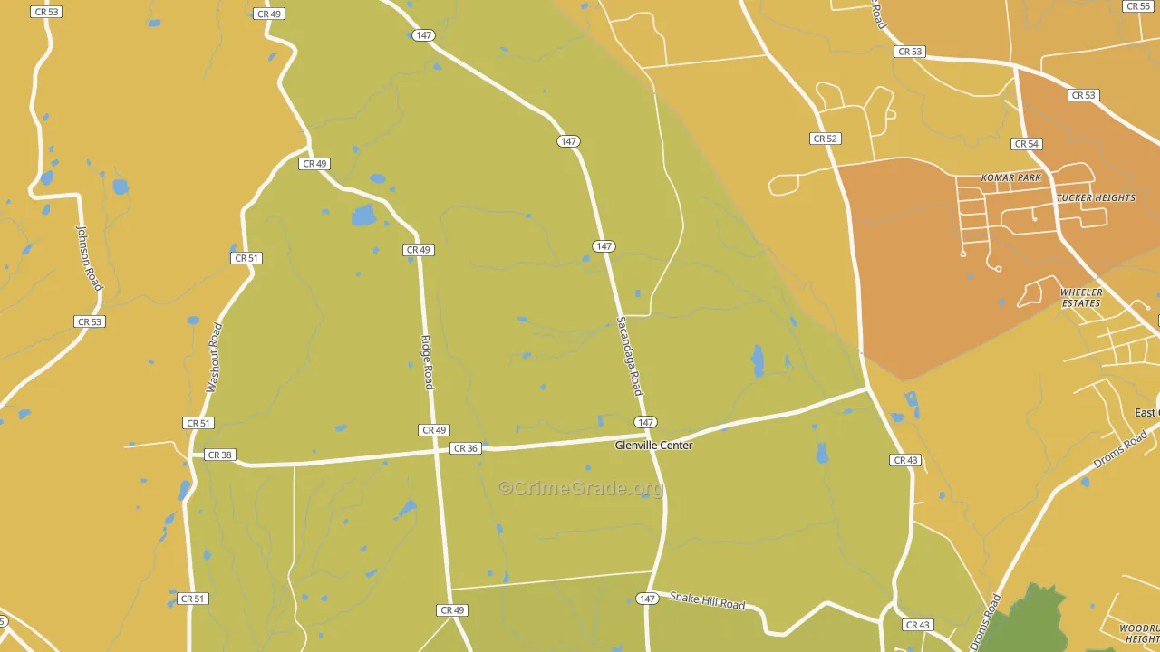 Glenville, NY Map of Burglary Rates