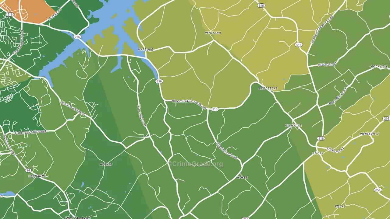 Glenville, PA Map of Burglary Rates