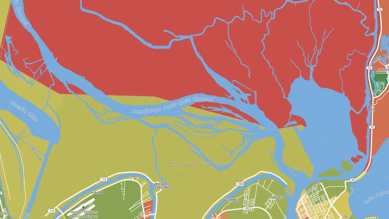 Glenwild, LA Map of Burglary Rates