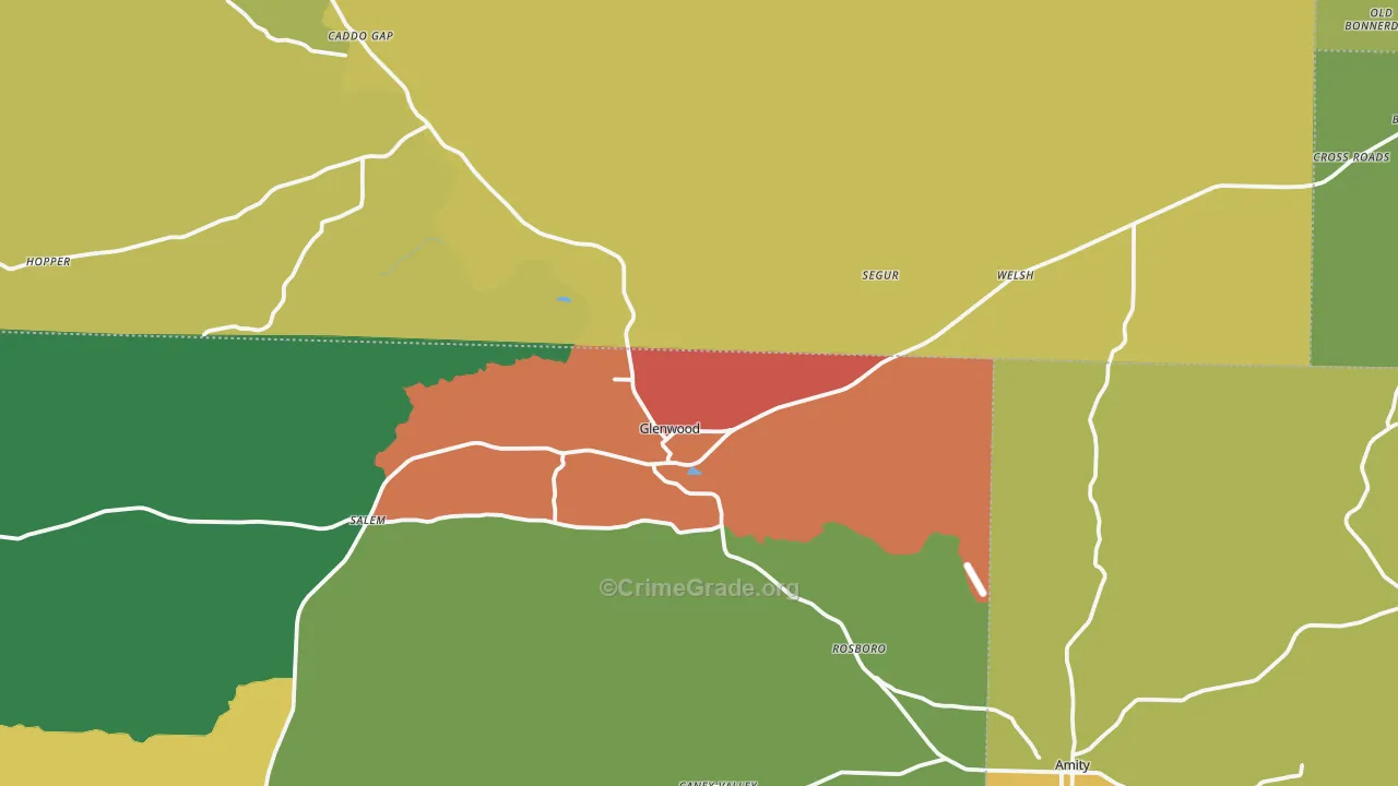 Glenwood, AR Map of Burglary Rates