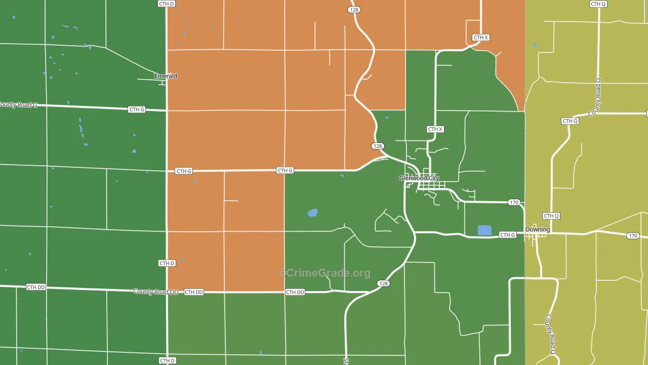 Glenwood City, WI Map of Burglary Rates