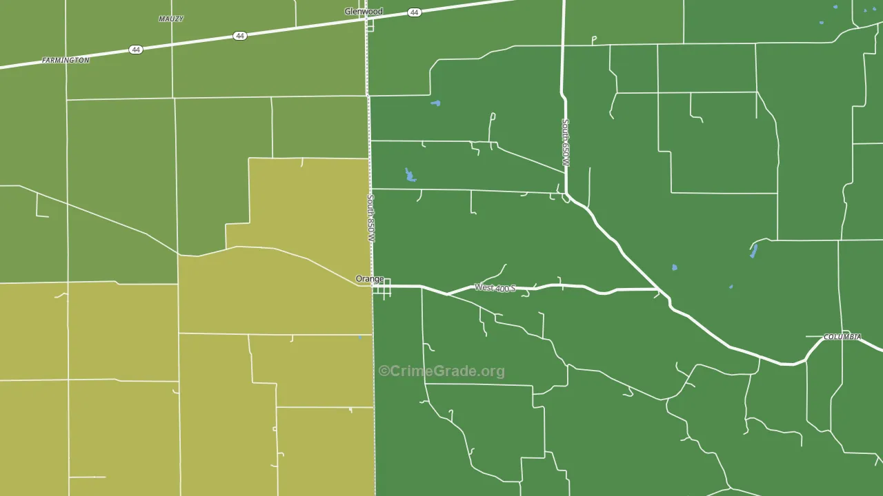 Glenwood, IN Map of Burglary Rates