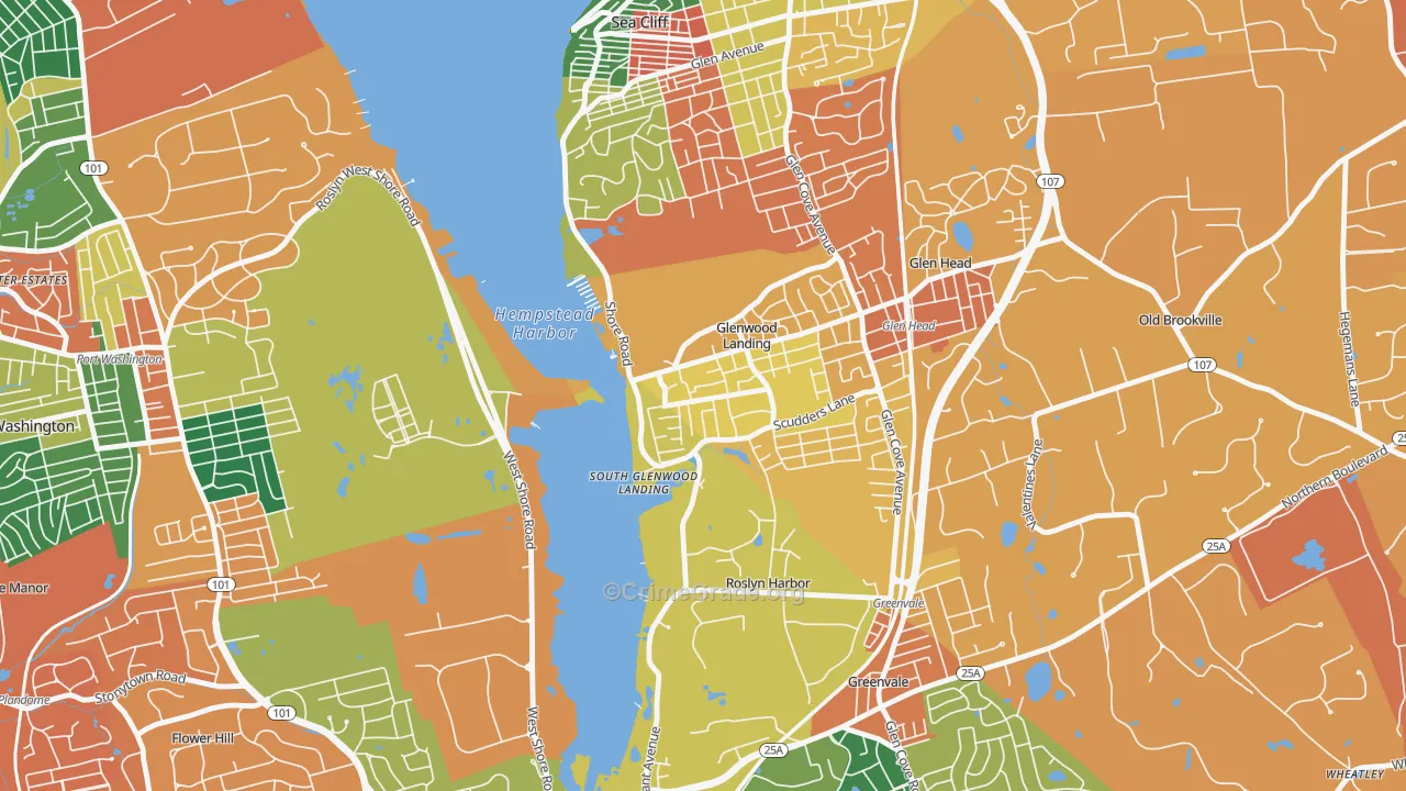 Glenwood Landing, NY Map of Burglary Rates