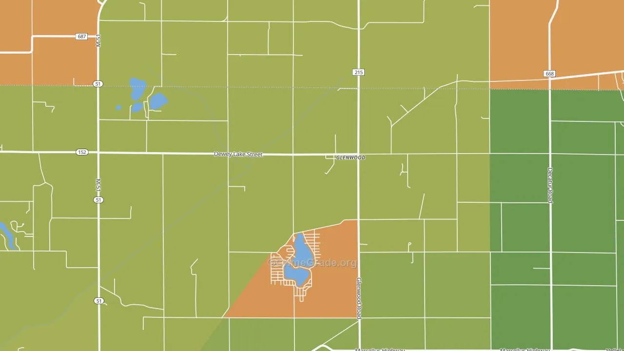 Glenwood, MI Map of Burglary Rates