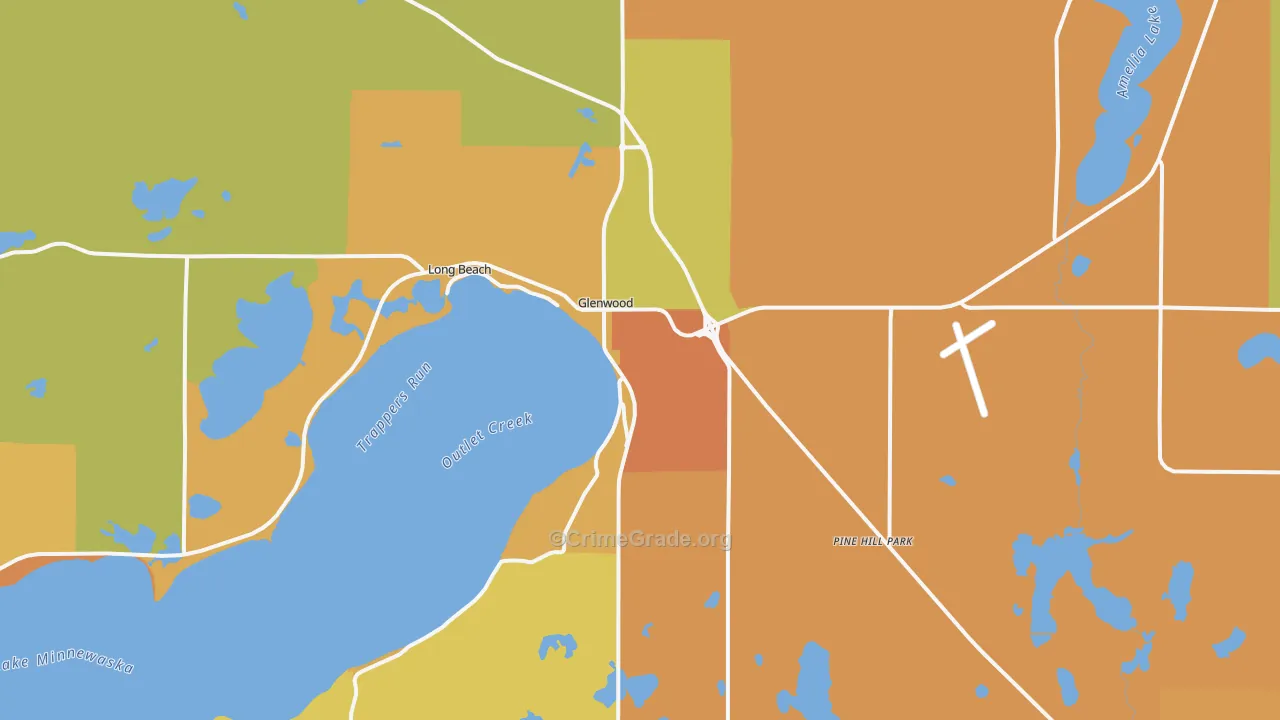 Glenwood, MN Map of Burglary Rates