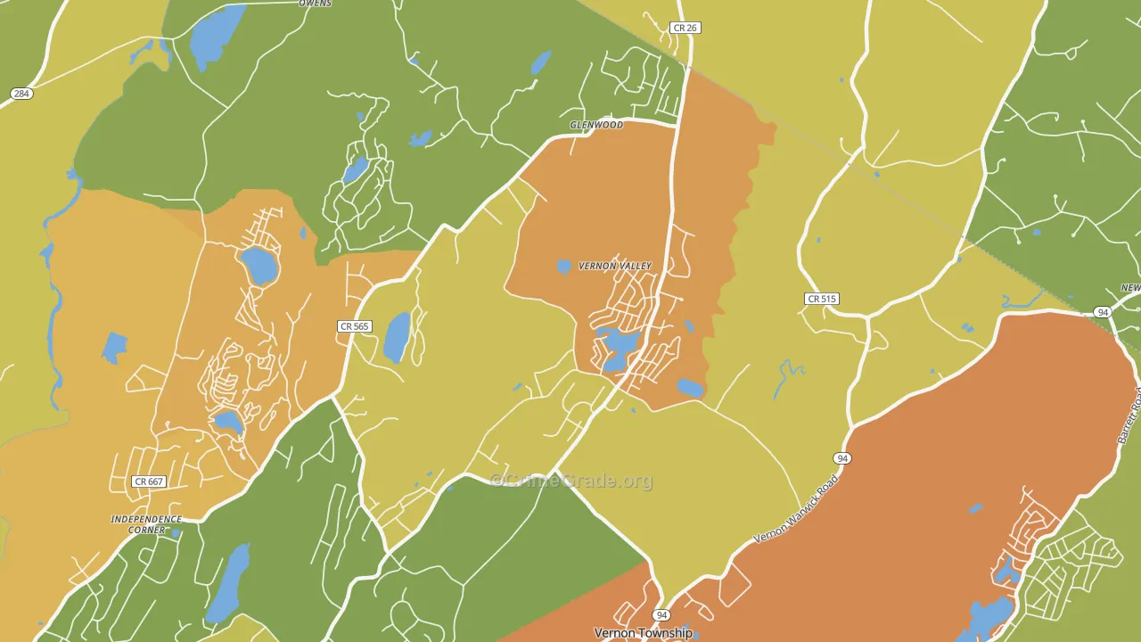 Glenwood, NJ Map of Burglary Rates