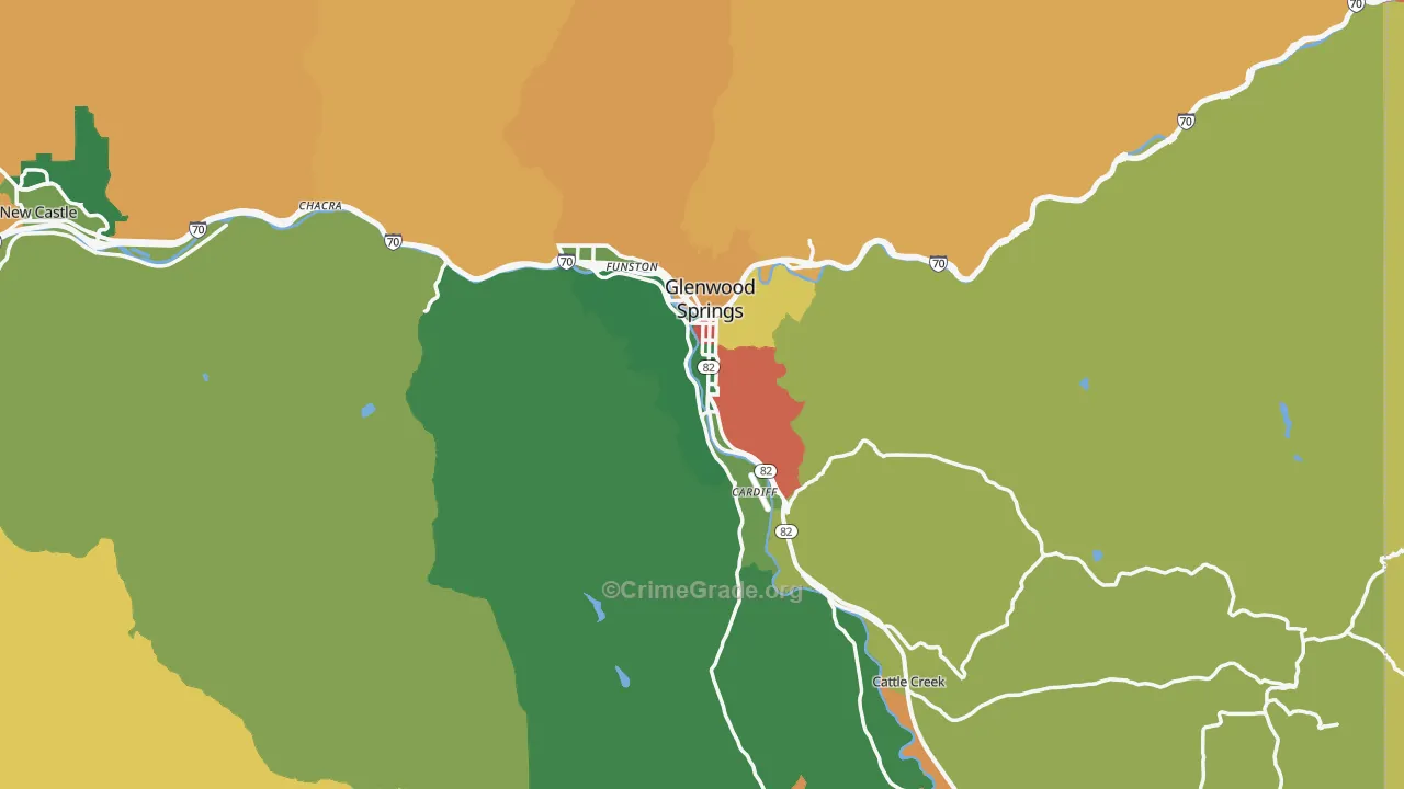 Glenwood Springs, CO Map of Burglary Rates