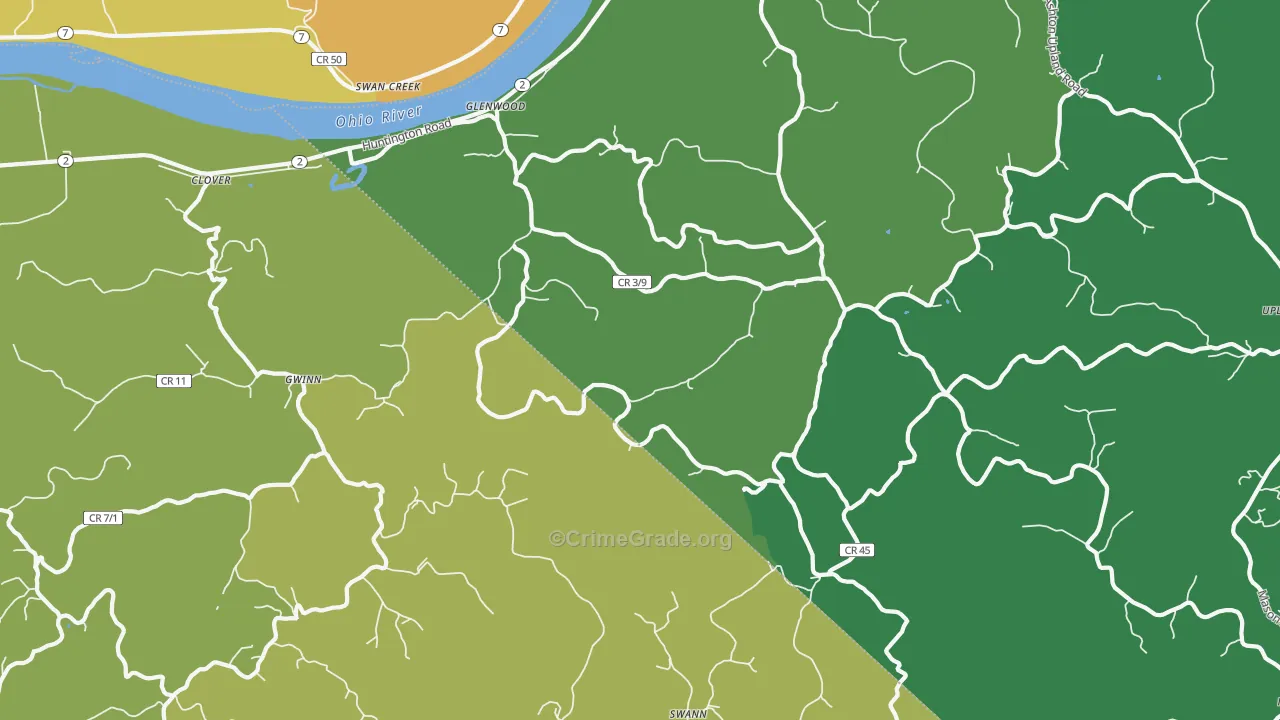 Glenwood, WV Map of Burglary Rates