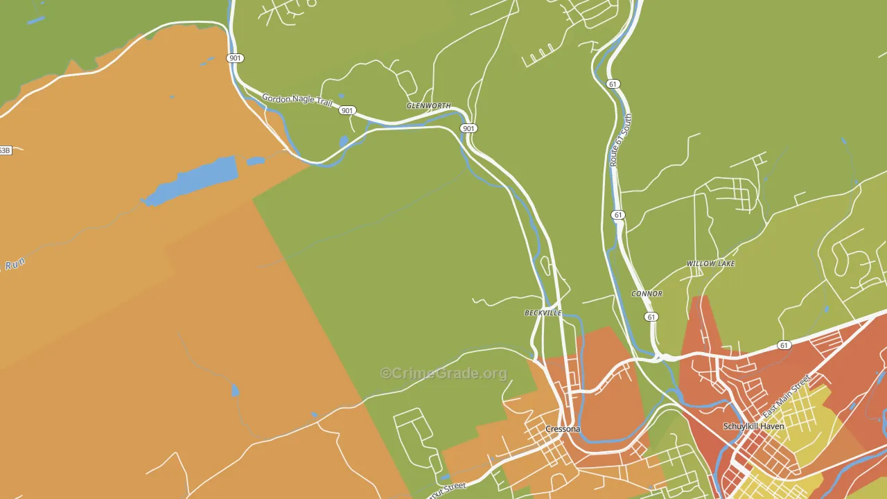 Glenworth, PA Map of Burglary Rates