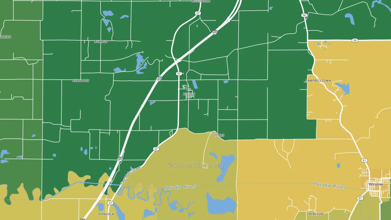 Glezen, IN Map of Burglary Rates