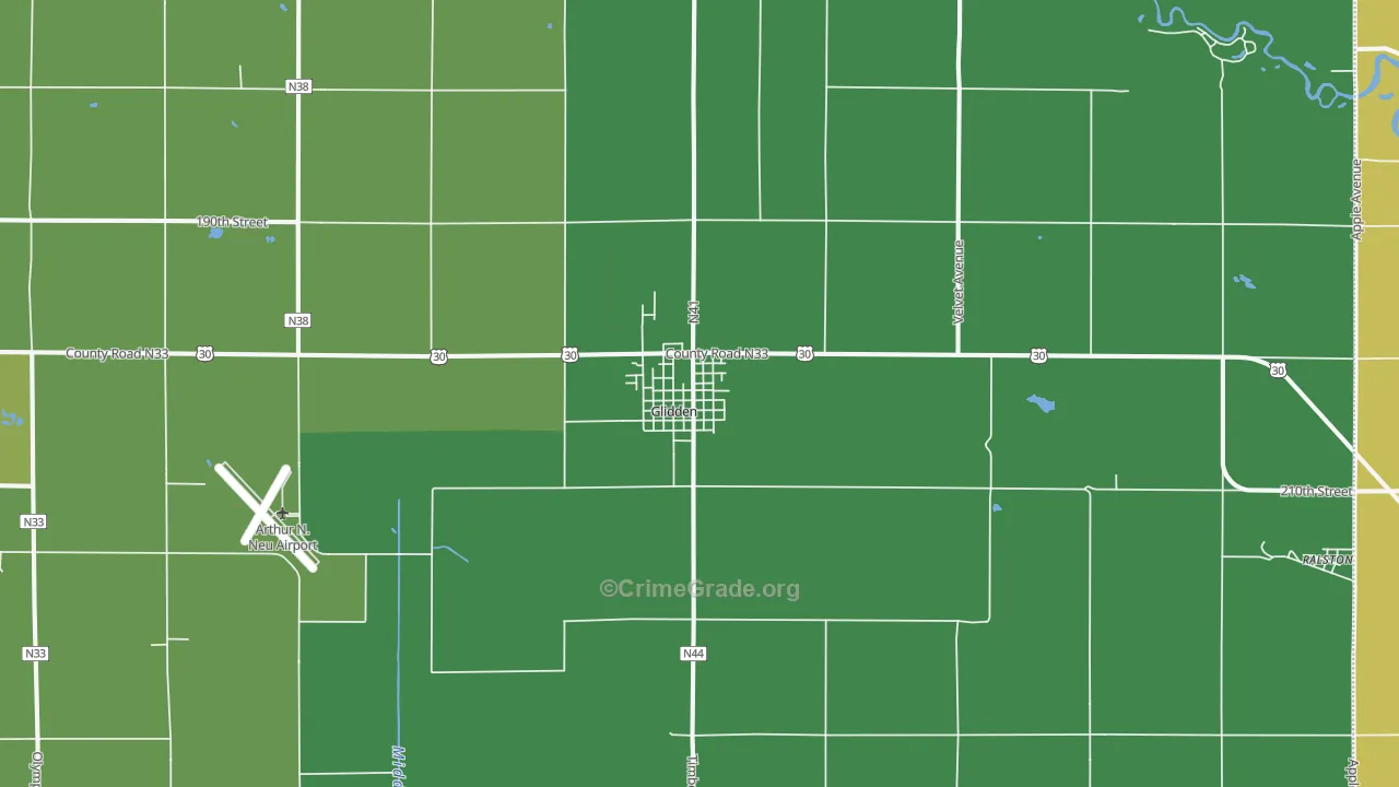 Glidden, IA Map of Burglary Rates