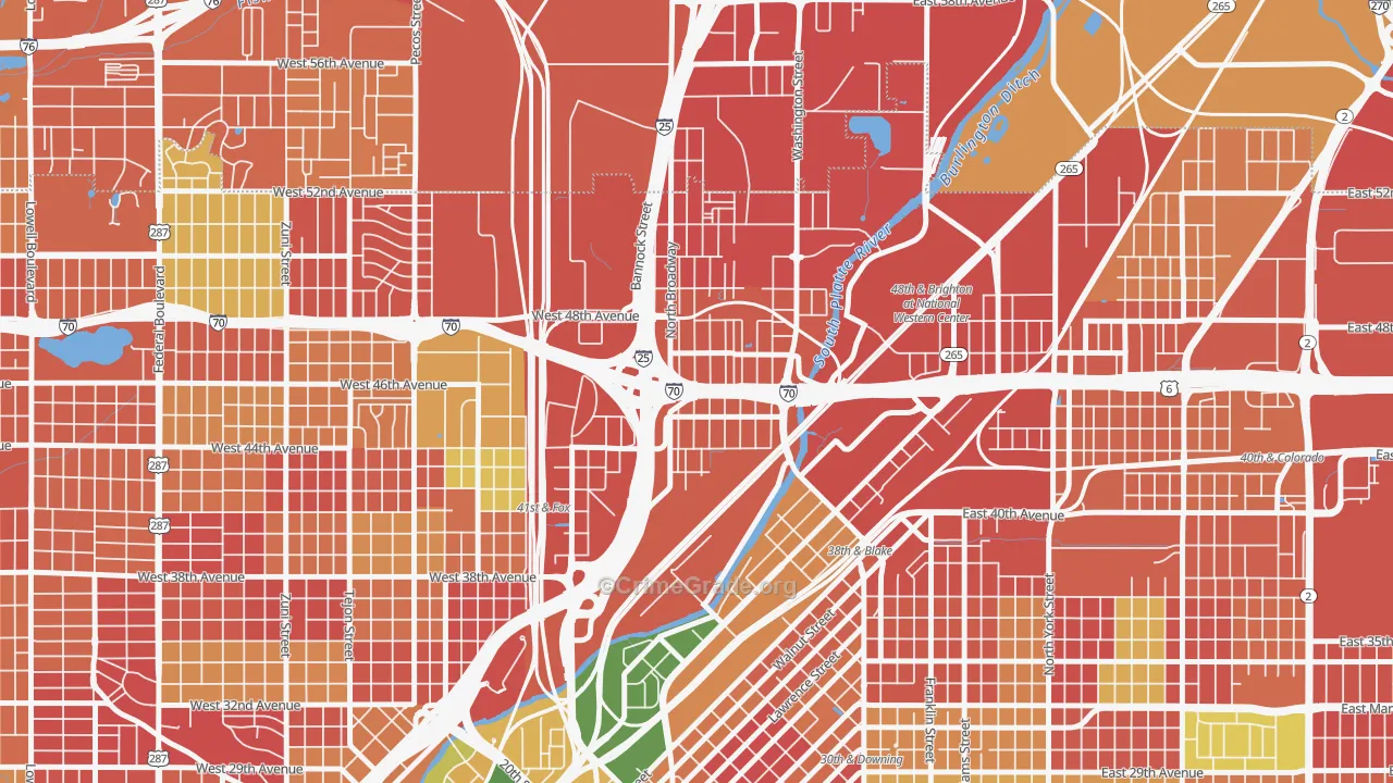 Globeville, Denver, CO Map of Burglary Rates