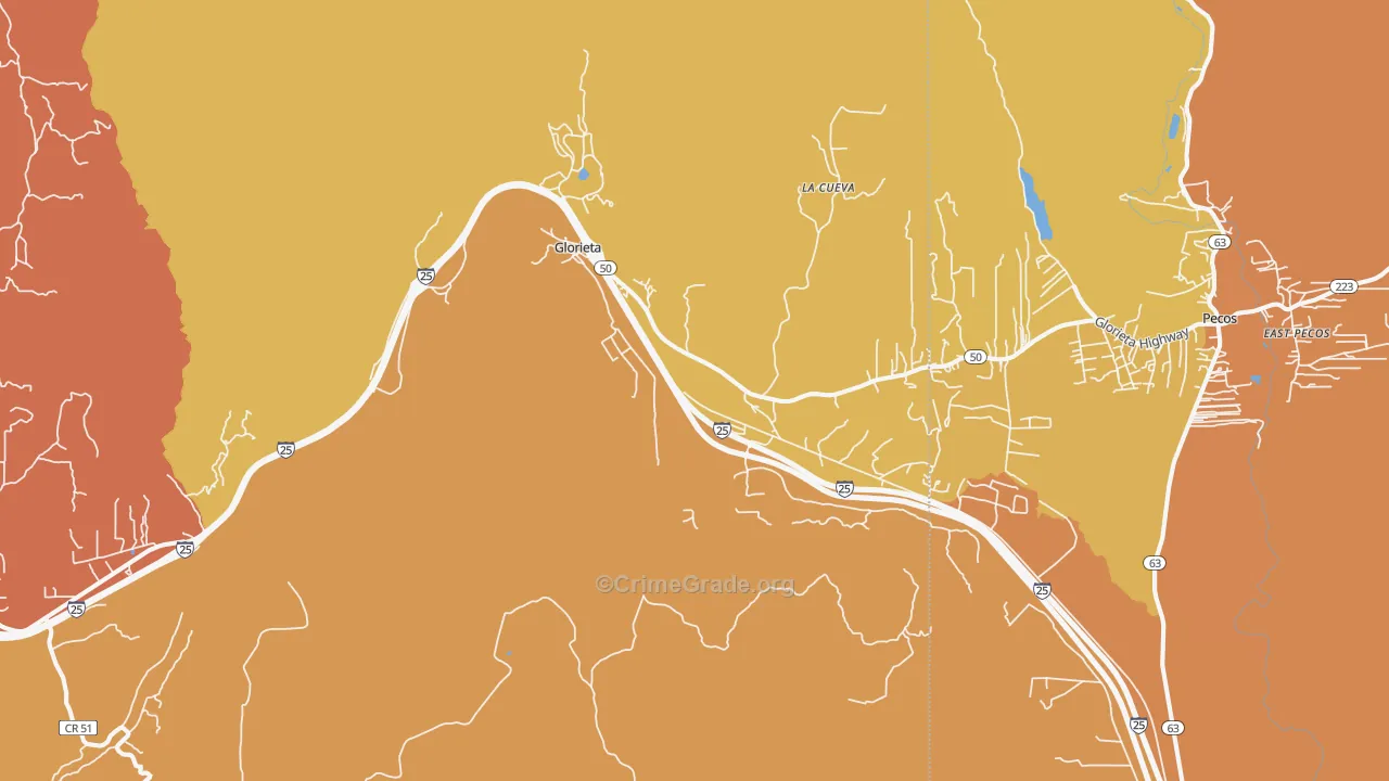 Glorieta, NM Map of Burglary Rates