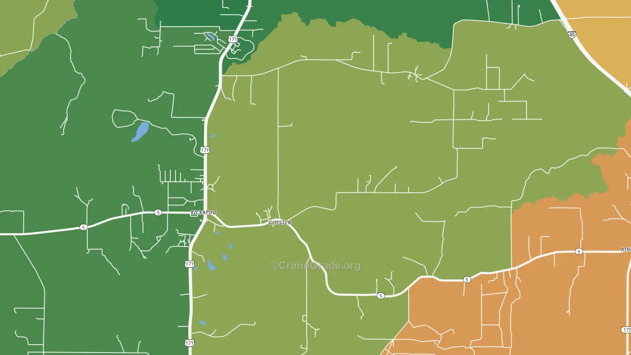 Gloster, LA Map of Burglary Rates