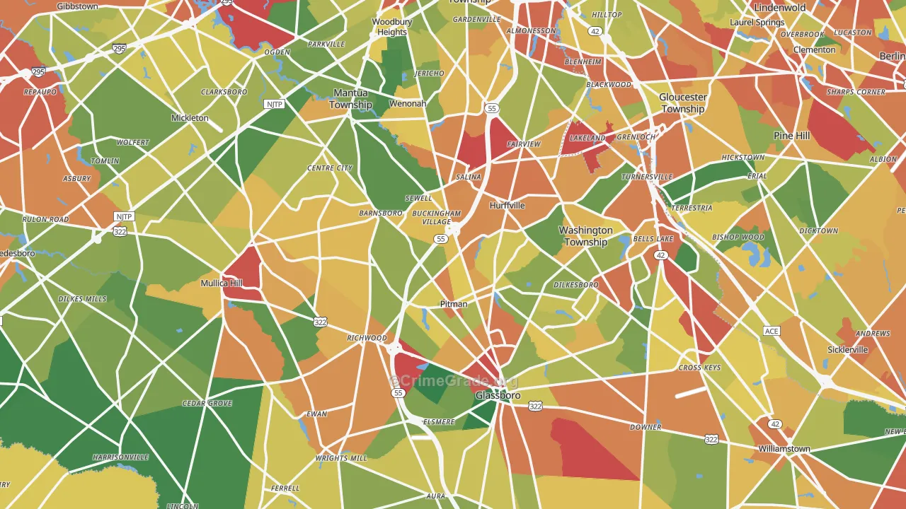 Gloucester County, NJ Map of Burglary Rates